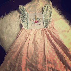 Girls embroidered unicorn dress